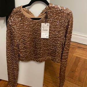 NWT Zara sequin crop top